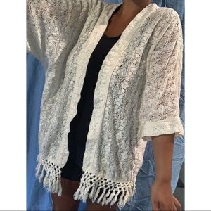 White Lace American Eagle Kimono